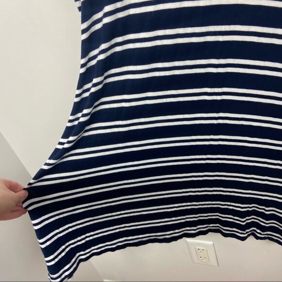 Anthropologie Maeve Navy Blue Striped Turtleneck Dress Stretch Size XS Boho Midi - Picture 7 of 9